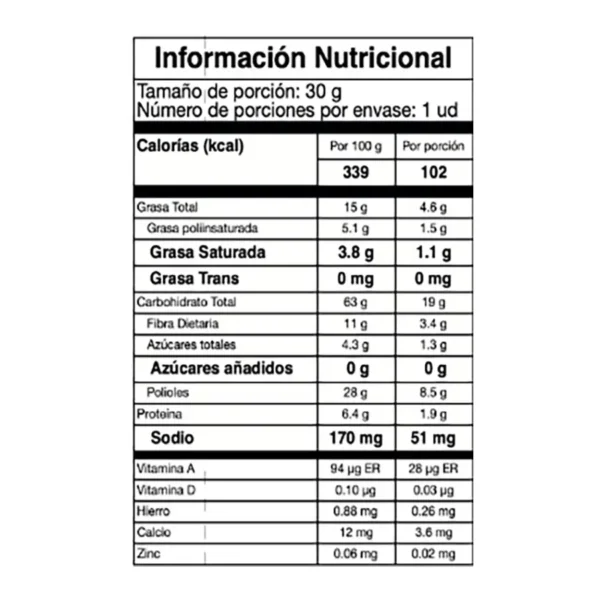 TABLA NUTRICIONAL GALLETA CHOCOLATE | Salud, Bienestar, Nutrición y Vida Balanceada