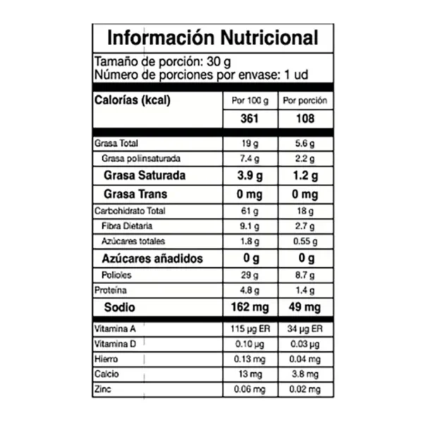 TABLA NUTRICIONAL GALLETAS VAINILLA | Salud, Bienestar, Nutrición y Vida Balanceada