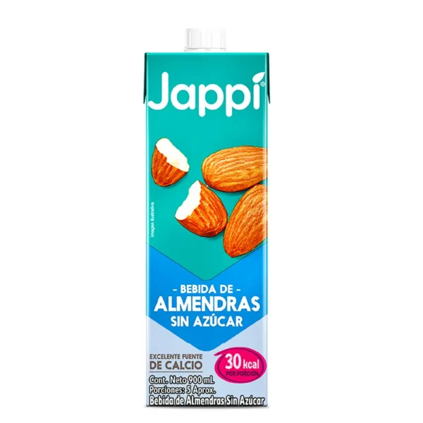 Bebida De Almendras Sin Azucar 900mL Jappi® | Salud, Bienestar, Nutrición y Vida Balanceada