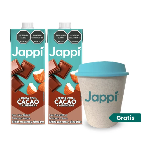 Bebida Con Cacao X2 900mL Jappi® Gratis Vaso con tapa rosca | Salud, Bienestar, Nutrición y Vida Balanceada