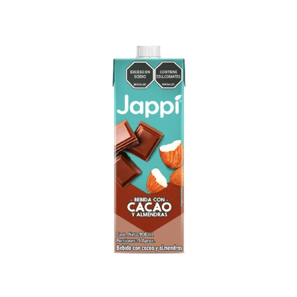 Bebida Con Cacao y Almendras 900mL Jappi® con tapa rosca | Salud, Bienestar, Nutrición y Vida Balanceada